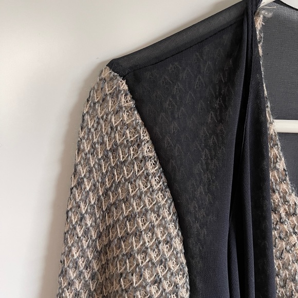 A'reve Sweater with Cardigan like attached sheer panels Sz L - Picture 2 of 8